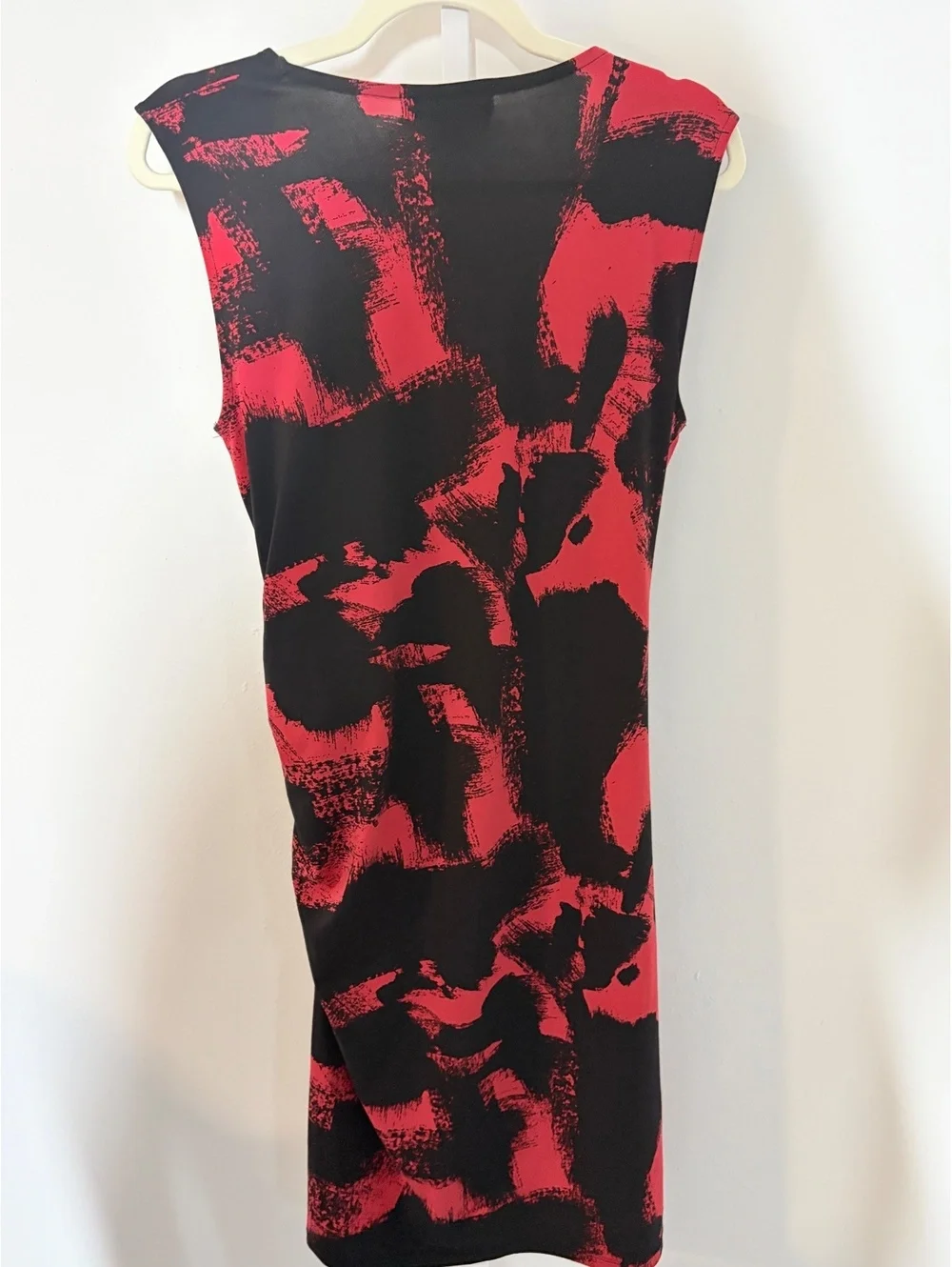 Michael Kors Women's Sleeveless Red and Black Patterned Dress Size Large